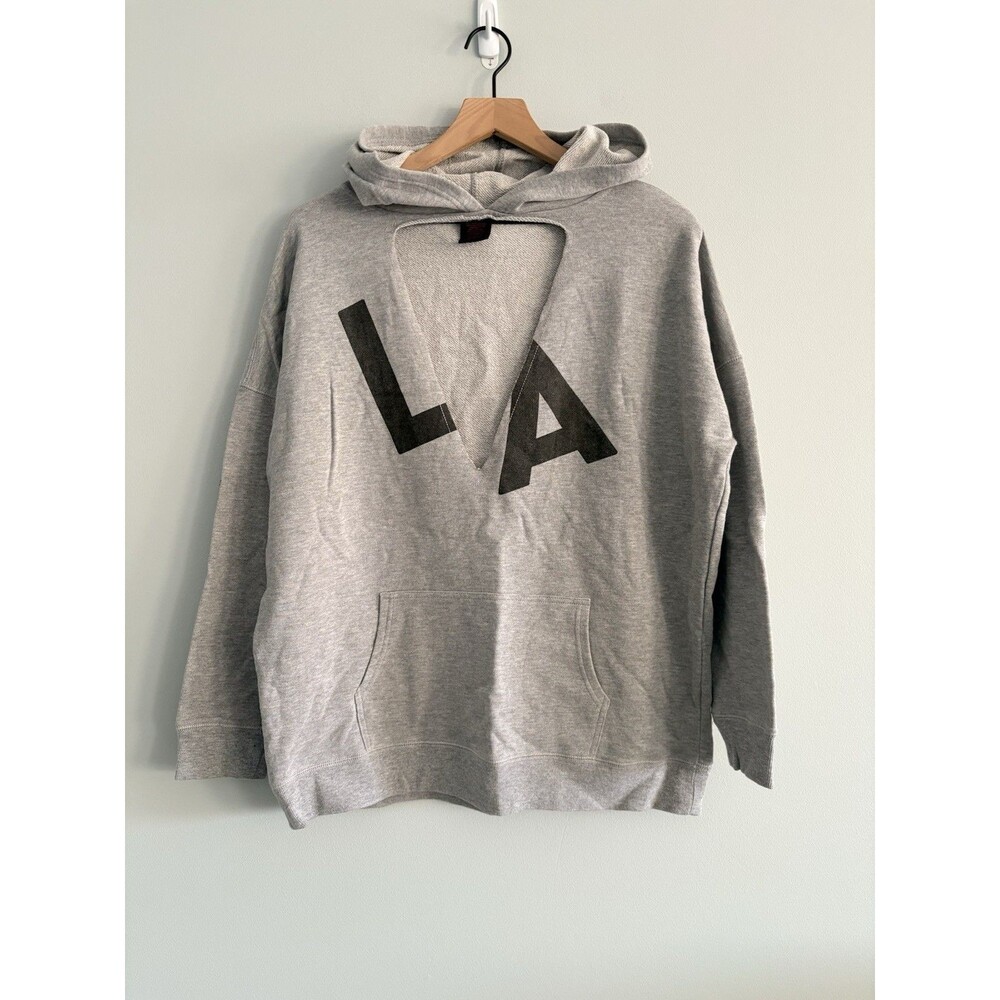 Material Girl LA Sweatshirt Womens Size Large Grey Hooded